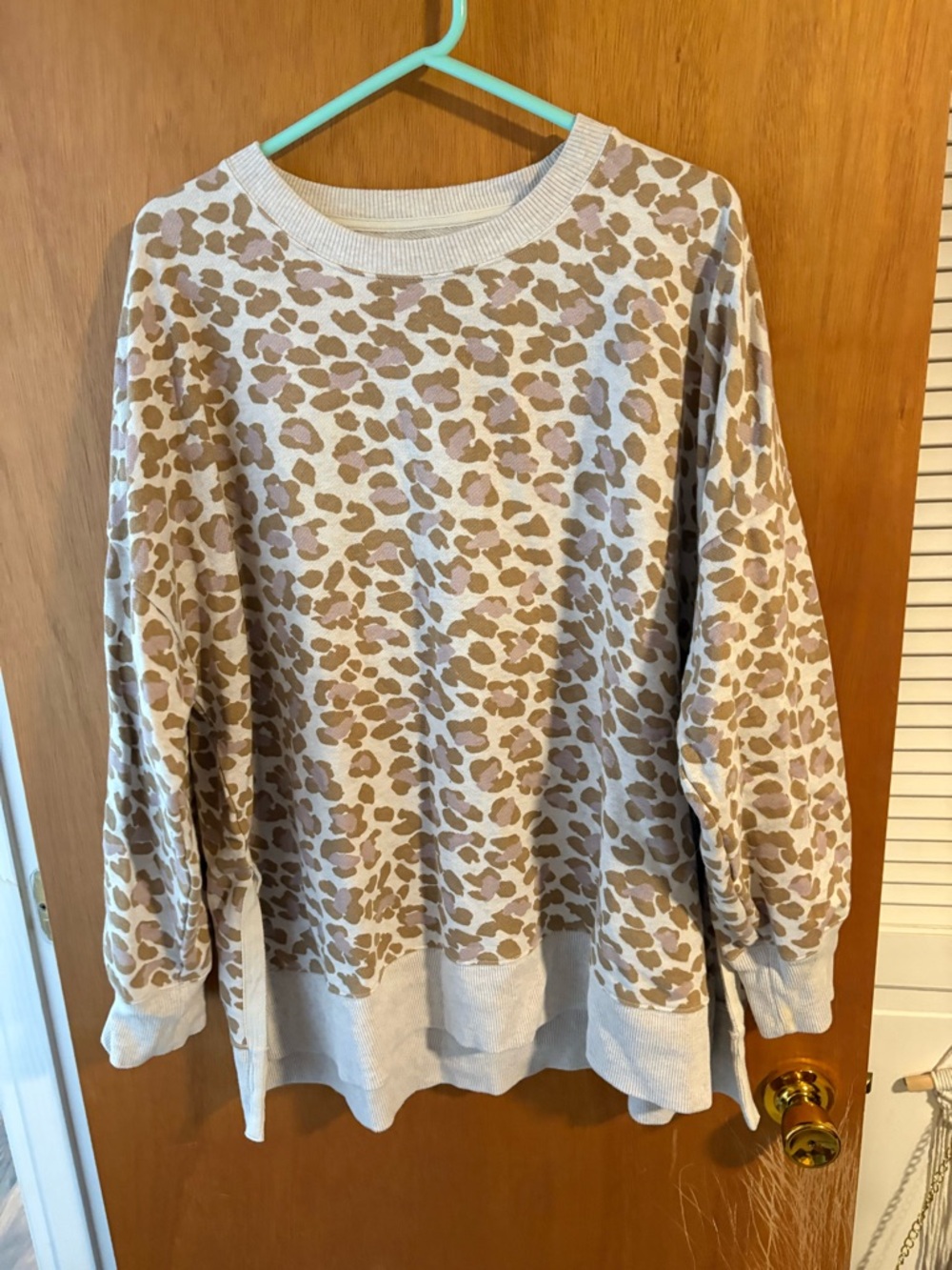 aerie Leopard-Print Pullover in Beige and Brown
